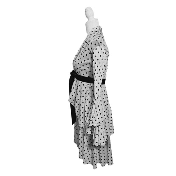 petit pois by Viviana G long sleeves black & white polka dot mini dress size S - Picture 5 of 10
